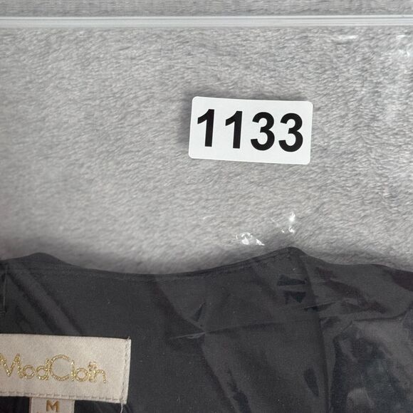 Modcloth Shirt Womens Medium Black Wrap Blouse Satin Sleeveless True Wrap Casual - Picture 7 of 7